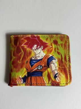 Dragonball Z Goku Faux Leather Wallet Anime 90s Money Holder Red Yellow